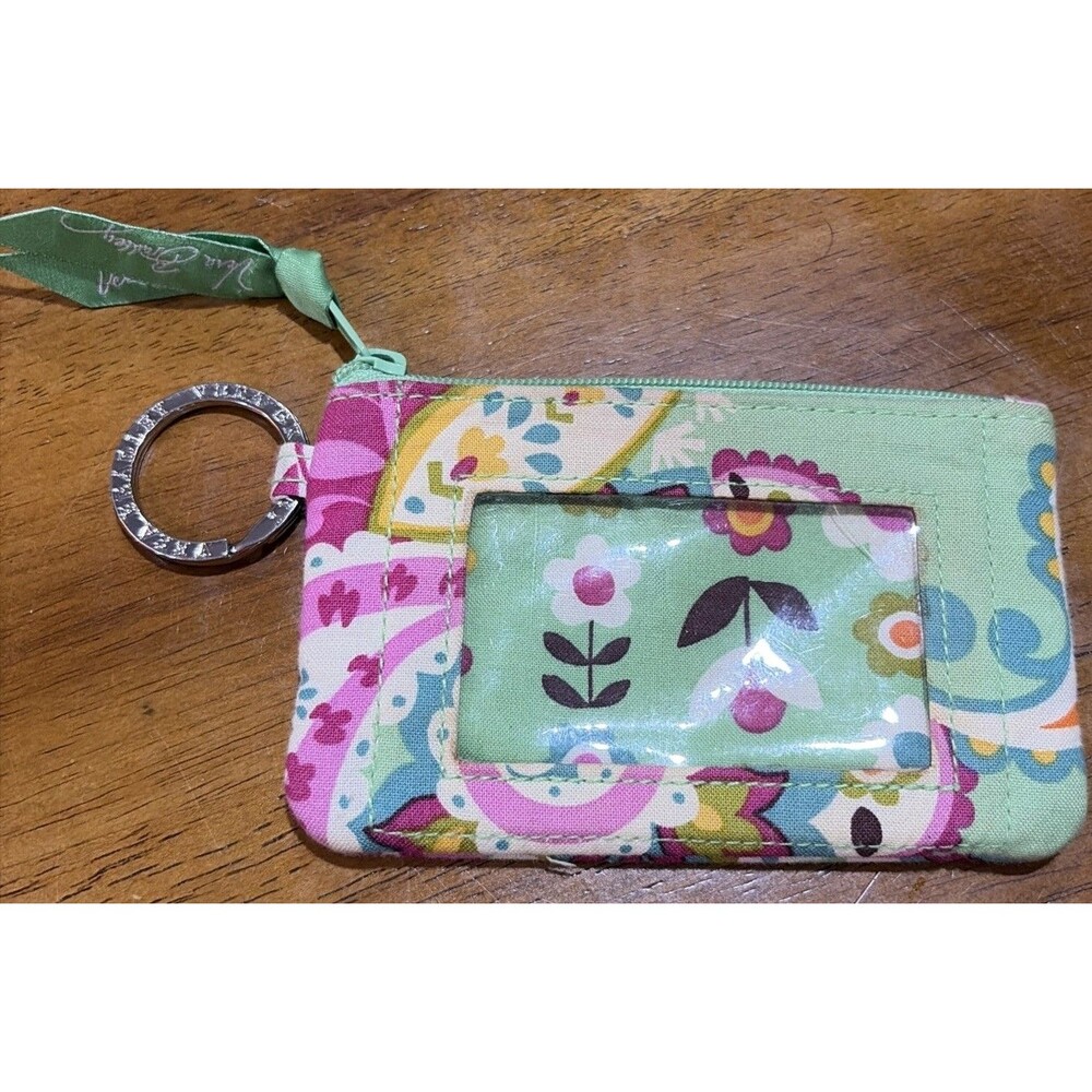 Vera Bradley Keychain Wallet Zip ID Case Keyring Key Chain